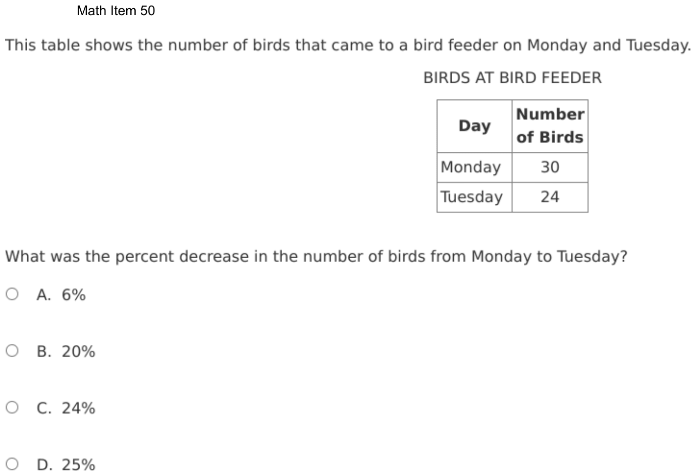 Question 50 as shown on the DOE’s digital test, page 123 of its printable version.
