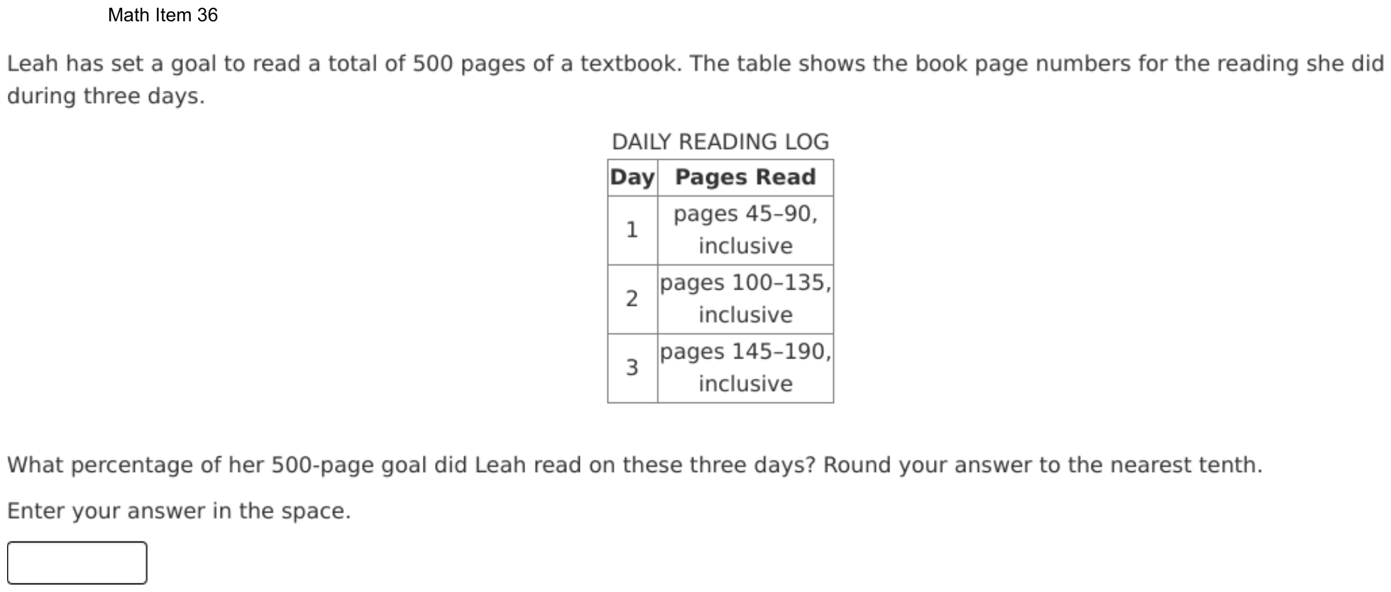 Question 36 as shown on the DOE’s digital test, page 109 of its printable version.