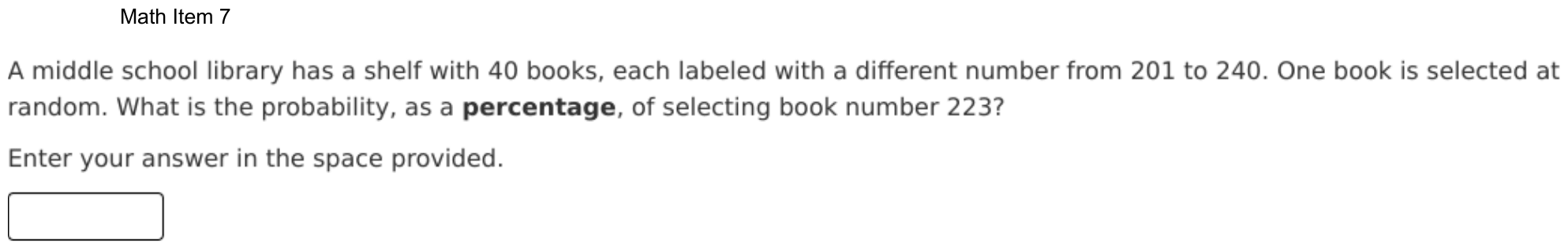 Question 7 as shown on the DOE’s digital test, page 80 of its printable version.